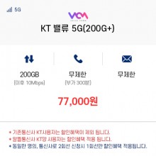 (KT 밸류컴) 벨류 5G(200G+)